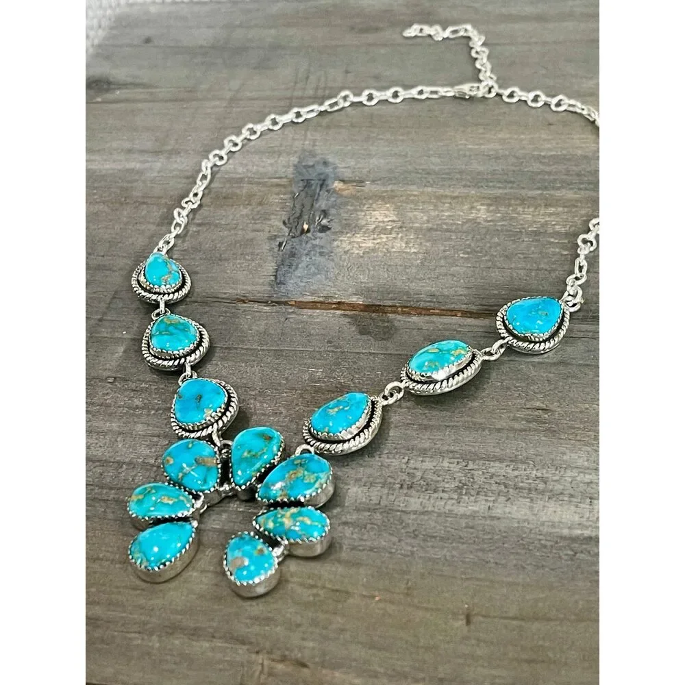 Handmade Sterling Silver Sonoran Mountain Turquoise Naja Necklace - Picture 2 of 5